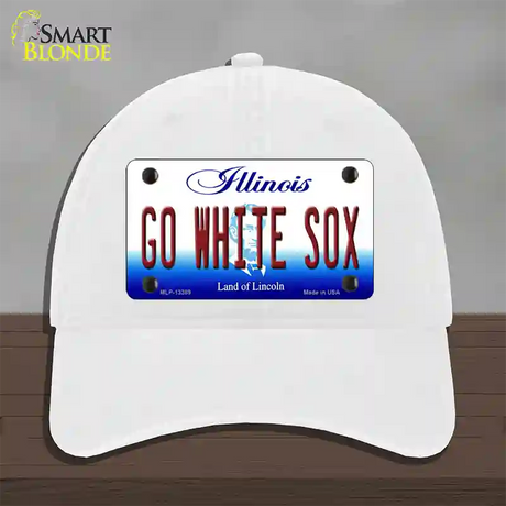 Go White Sox Novelty License Plate Hat Tag Unconstructed Cotton / White