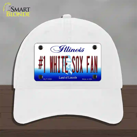 Number 1 White Sox Fan Novelty License Plate Hat Tag Unconstructed Cotton / White