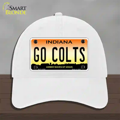 Go Colts Novelty License Plate Hat Tag Unconstructed Cotton / White