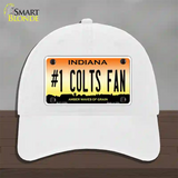 Number 1 Colts Fan Novelty License Plate Hat Tag Unconstructed Cotton / White