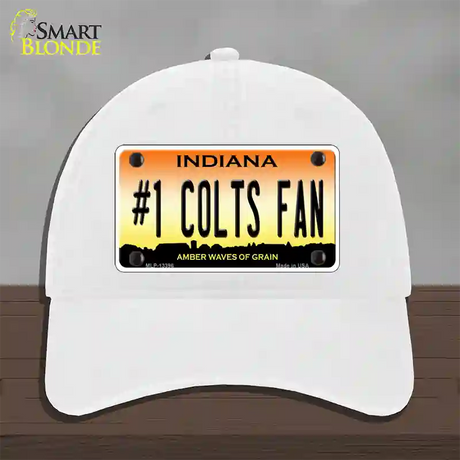 Number 1 Colts Fan Novelty License Plate Hat Tag Unconstructed Cotton / White