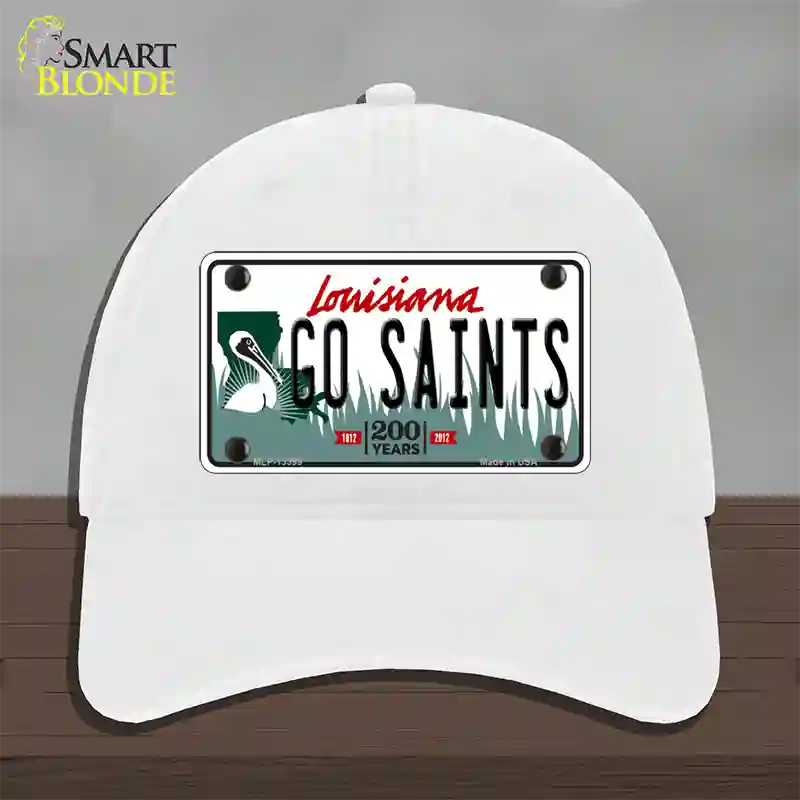 Go Saints Novelty License Plate Hat Tag Unconstructed Cotton / White