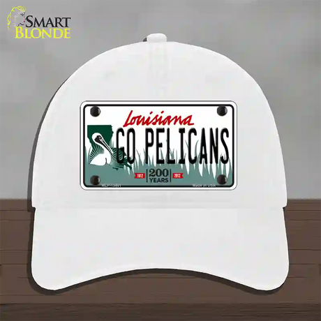 Go Pelicans Novelty License Plate Hat Tag Unconstructed Cotton / White