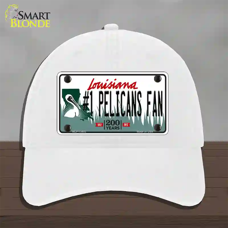 Number 1 Pelicans Fan Novelty License Plate Hat Tag Unconstructed Cotton / White