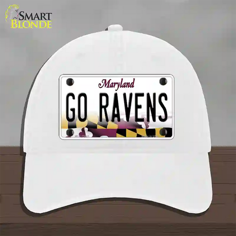 Go Ravens Novelty License Plate Hat Tag Unconstructed Cotton / White