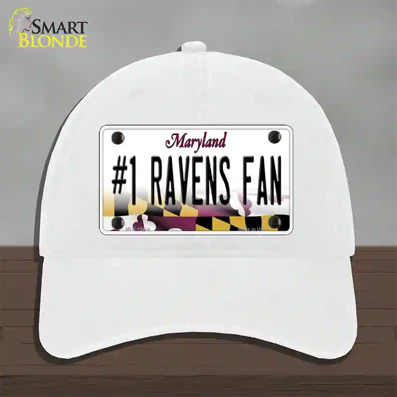 Number 1 Ravens Fan Novelty License Plate Hat Tag Unconstructed Cotton / White