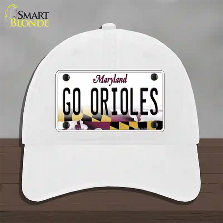 Go Orioles Novelty License Plate Hat Tag Unconstructed Cotton / White