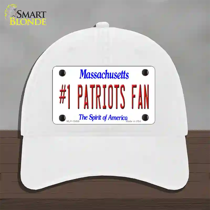 Number 1 Patriots Fan Novelty License Plate Hat Tag Unconstructed Cotton / White