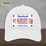 Number 1 Patriots Fan Novelty License Plate Hat Tag Unconstructed Cotton / White