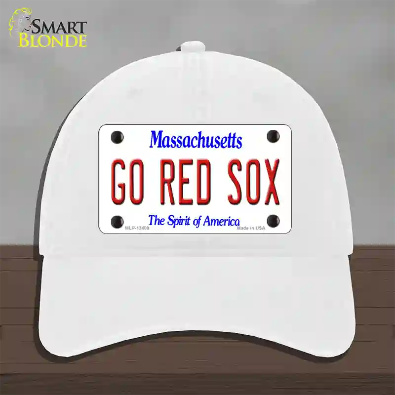 Go Red Sox Novelty License Plate Hat Tag Unconstructed Cotton / White