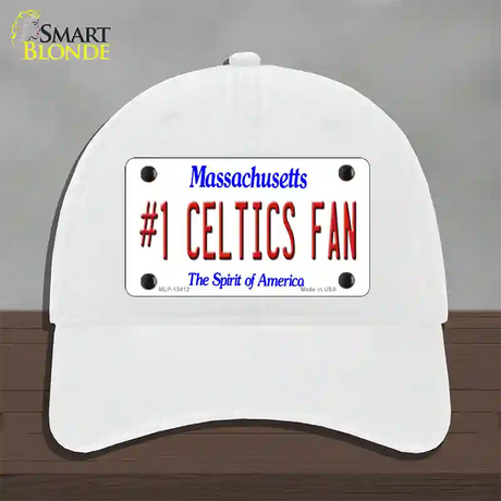 Number 1 Celtics Fan Novelty License Plate Hat Tag Unconstructed Cotton / White