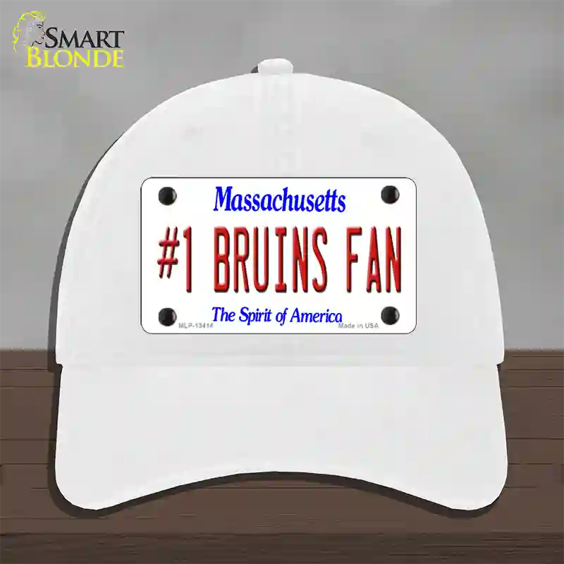 Number 1 Bruins Fan Novelty License Plate Hat Tag Unconstructed Cotton / White