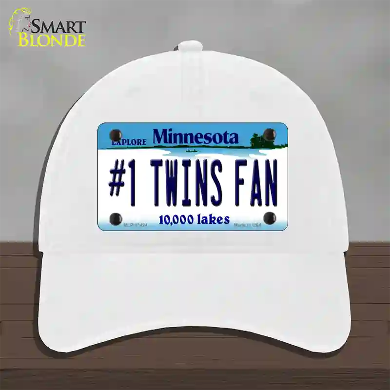 Number 1 Twins Fan Novelty License Plate Hat Tag Unconstructed Cotton / White