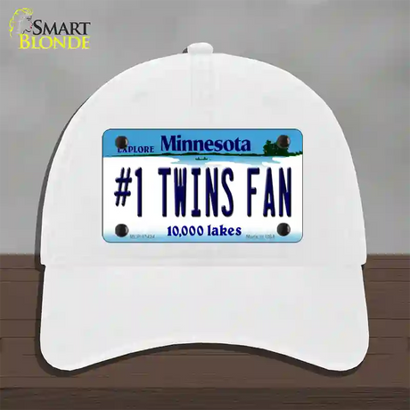 Number 1 Twins Fan Novelty License Plate Hat Tag Unconstructed Cotton / White