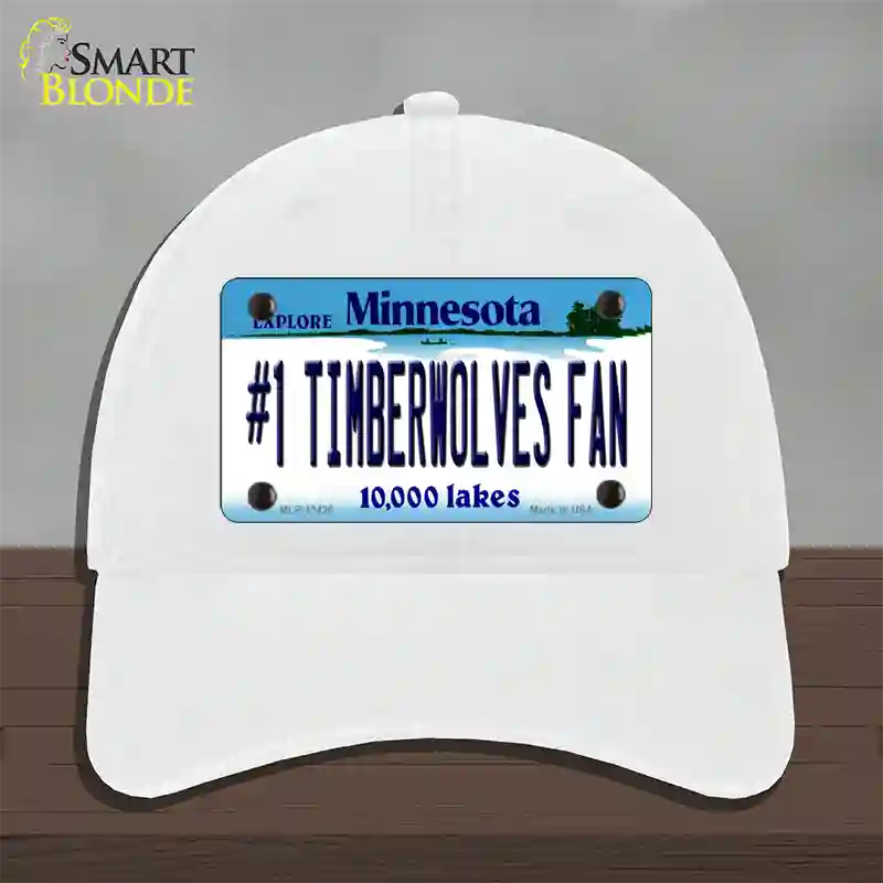 Number 1 Timberwolves Fan Novelty License Plate Hat Tag Unconstructed Cotton / White