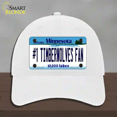 Number 1 Timberwolves Fan Novelty License Plate Hat Tag Unconstructed Cotton / White