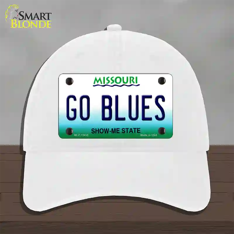 Go Blues Novelty License Plate Hat Tag Unconstructed Cotton / White