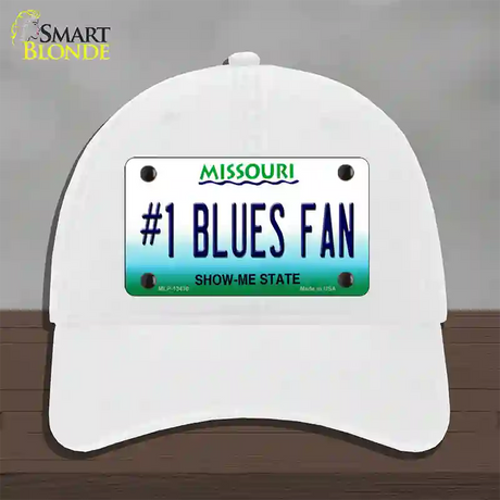 Number 1 Blues Fan Novelty License Plate Hat Tag Unconstructed Cotton / White