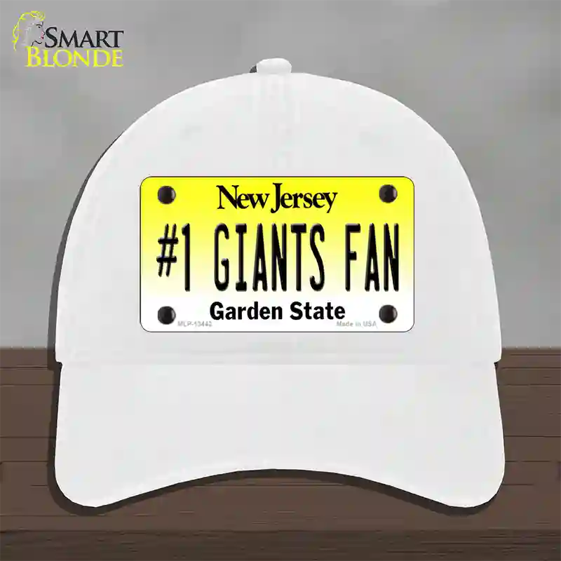 New Jersey Number 1 Giants Fan Novelty License Plate Hat Tag Unconstructed Cotton / White