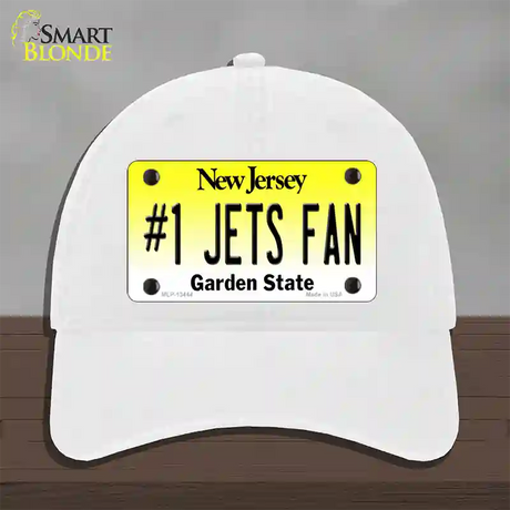 Number 1 Jets Fan Novelty License Plate Hat Tag Unconstructed Cotton / White