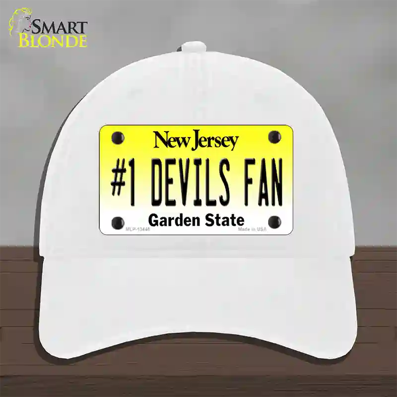 Number 1 Devils Fan Novelty License Plate Hat Tag Unconstructed Cotton / White