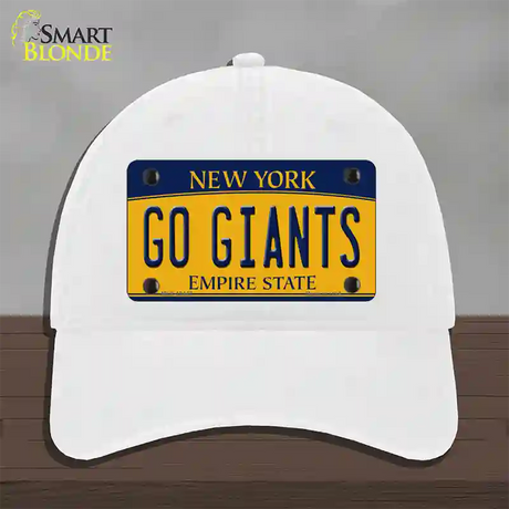 New York Go Giants Novelty License Plate Hat Tag Unconstructed Cotton / White