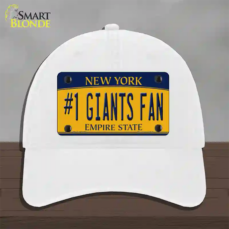 Number 1 Giants Fan New York Novelty License Plate Hat Tag Unconstructed Cotton / White