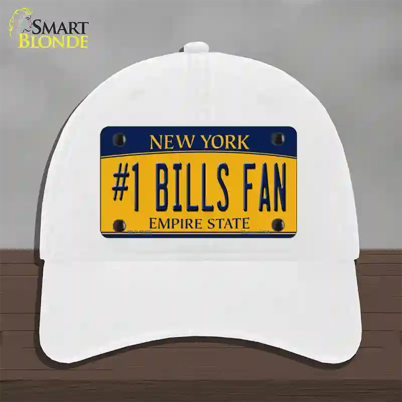 Number 1 Bills Fan Novelty License Plate Hat Tag Unconstructed Cotton / White