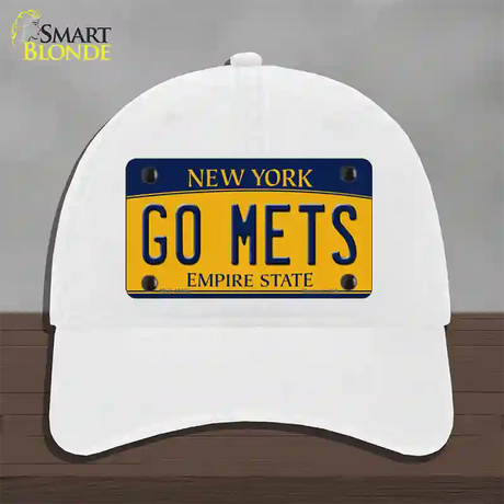 Go Mets Novelty License Plate Hat Tag Unconstructed Cotton / White