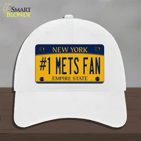 Number 1 Mets Fan Novelty License Plate Hat Tag Unconstructed Cotton / White