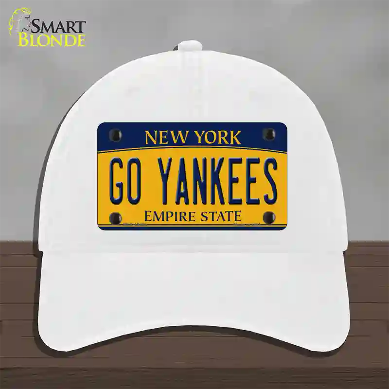 Go Yankees Novelty License Plate Hat Tag Unconstructed Cotton / White