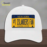 Number 1 Islanders Fan Novelty License Plate Hat Tag Unconstructed Cotton / White