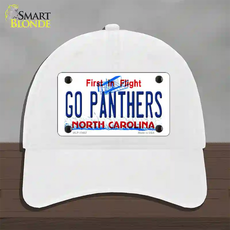 Go Panthers North Carolina Novelty License Plate Hat Tag Unconstructed Cotton / White