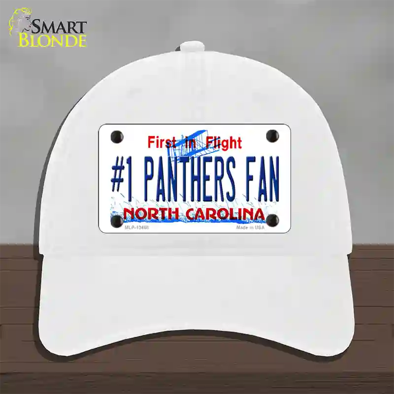 Number 1 Panthers Fan NC Novelty License Plate Hat Tag Unconstructed Cotton / White