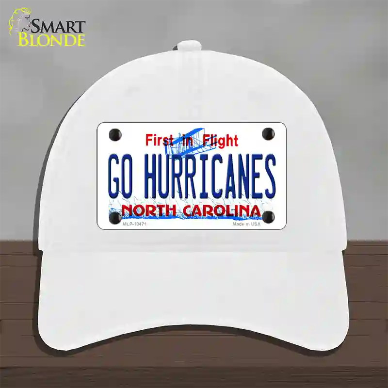 Go Hurricanes Novelty License Plate Hat Tag Unconstructed Cotton / White