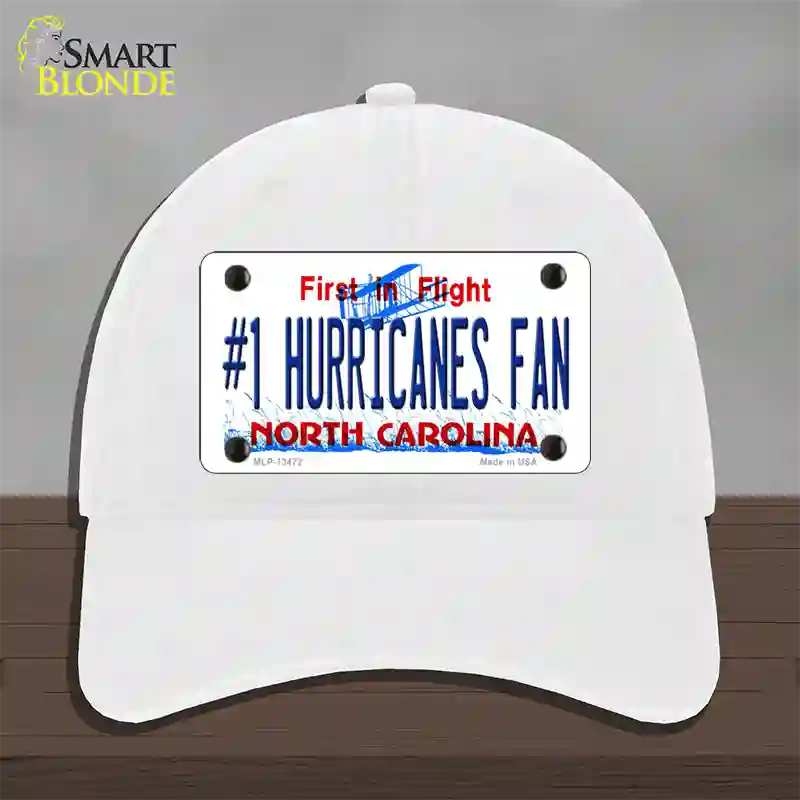 Number 1 Hurricanes Fan Novelty License Plate Hat Tag Unconstructed Cotton / White