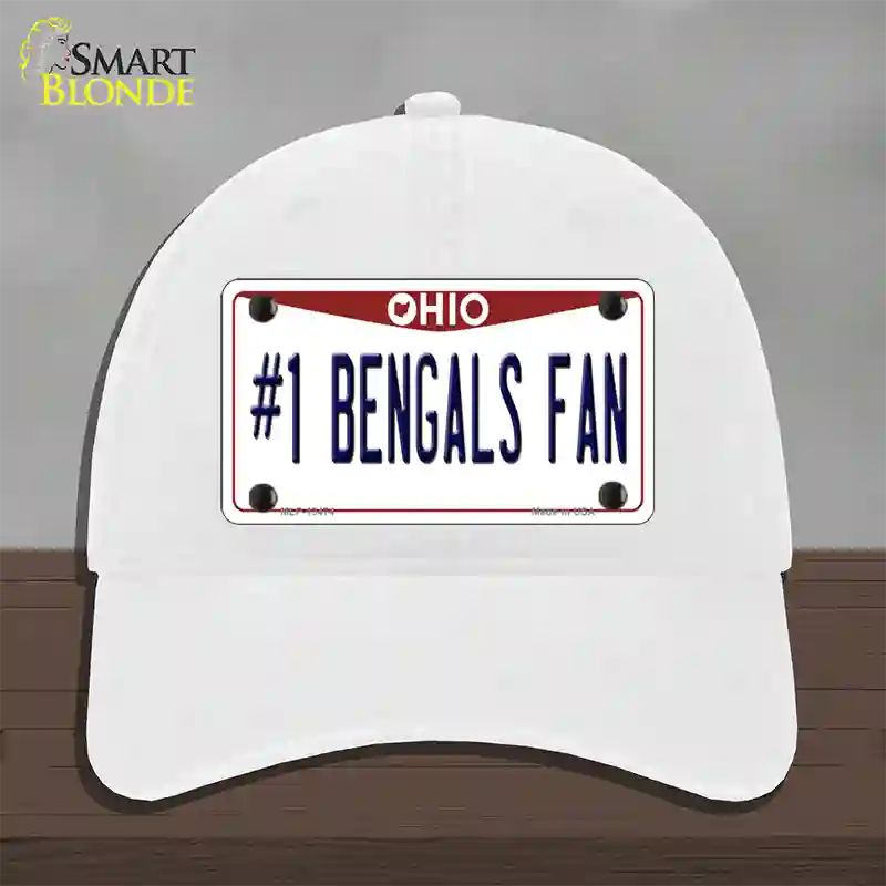 Number 1 Bengals Fan Novelty License Plate Hat Tag Unconstructed Cotton / White