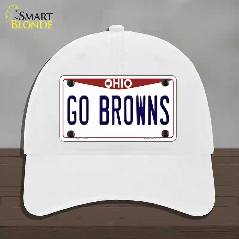 Go Browns Novelty License Plate Hat Tag Unconstructed Cotton / White