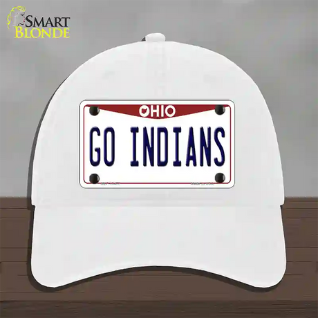 Go Indians Novelty License Plate Hat Tag Unconstructed Cotton / White