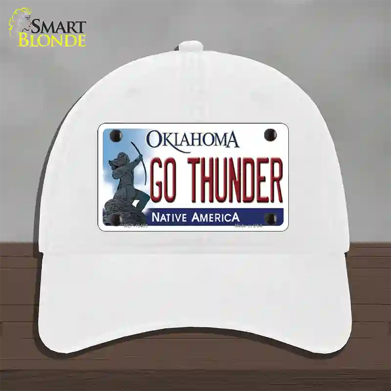 Go Thunder Novelty License Plate Hat Tag Unconstructed Cotton / White