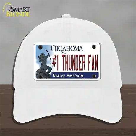 Number 1 Thunder Fan Novelty License Plate Hat Tag Unconstructed Cotton / White