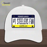 Number 1 Steelers Fan Novelty License Plate Hat Tag Unconstructed Cotton / White