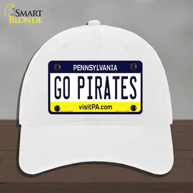 Go Pirates Novelty License Plate Hat Tag Unconstructed Cotton / White