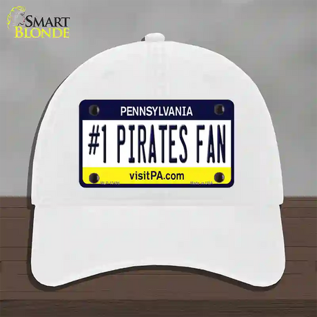 Number 1 Pirates Fan Novelty License Plate Hat Tag Unconstructed Cotton / White