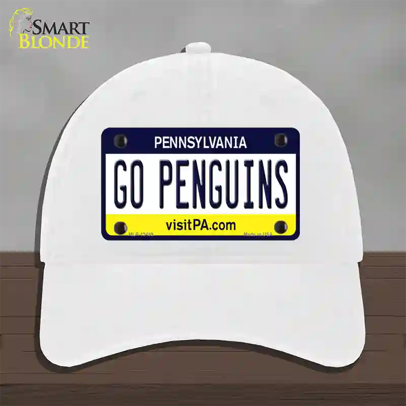 Go Penguins Novelty License Plate Hat Tag Unconstructed Cotton / White