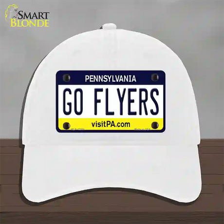 Go Flyers Novelty License Plate Hat Tag Unconstructed Cotton / White