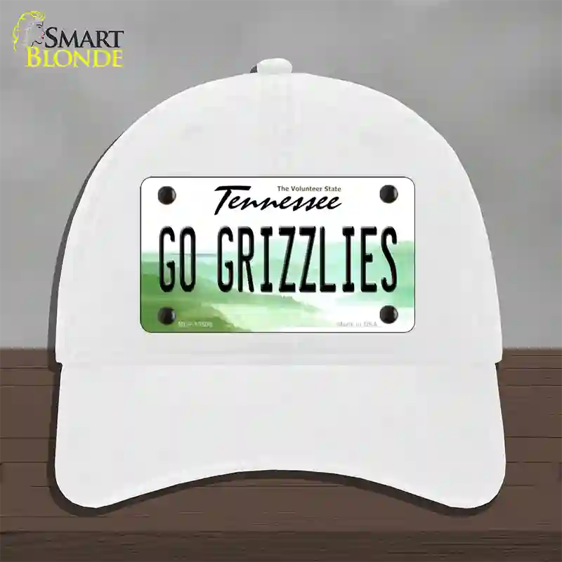 Go Grizzlies Novelty License Plate Hat Tag Unconstructed Cotton / White