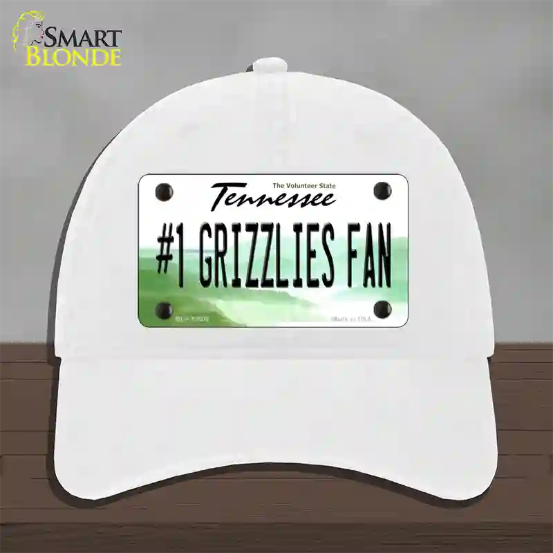 Number 1 Grizzlies Fan Novelty License Plate Hat Tag Unconstructed Cotton / White