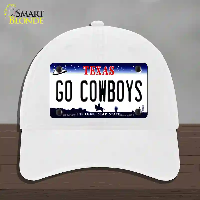 Go Cowboys Novelty License Plate Hat Tag Unconstructed Cotton / White