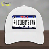 Number 1 Cowboys Fan Novelty License Plate Hat Tag Unconstructed Cotton / White